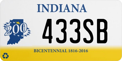 IN license plate 433SB