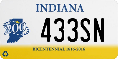 IN license plate 433SN