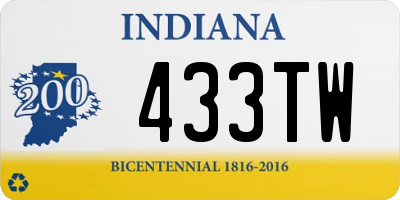 IN license plate 433TW