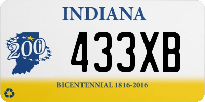 IN license plate 433XB