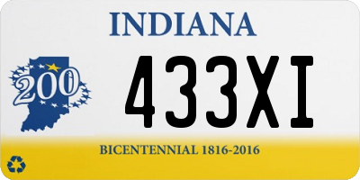 IN license plate 433XI