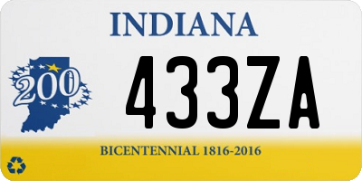 IN license plate 433ZA