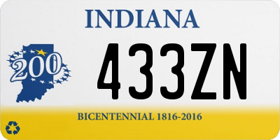 IN license plate 433ZN