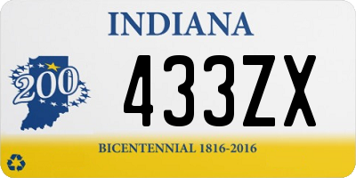 IN license plate 433ZX