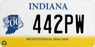 IN license plate 442PW