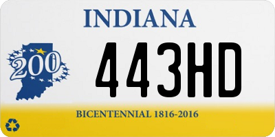 IN license plate 443HD