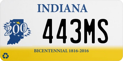 IN license plate 443MS