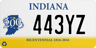 IN license plate 443YZ
