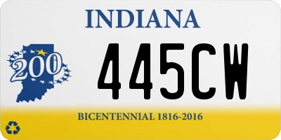 IN license plate 445CW