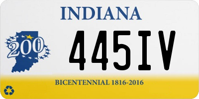 IN license plate 445IV