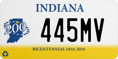 IN license plate 445MV