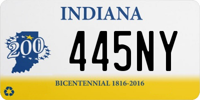 IN license plate 445NY