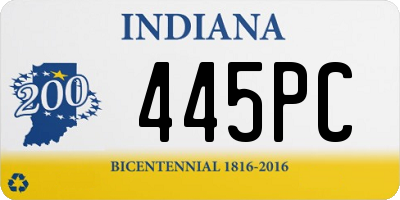 IN license plate 445PC