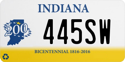 IN license plate 445SW