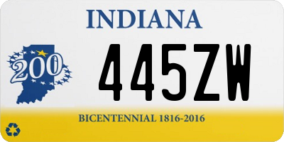 IN license plate 445ZW