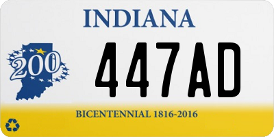 IN license plate 447AD