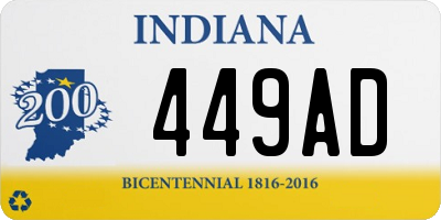 IN license plate 449AD