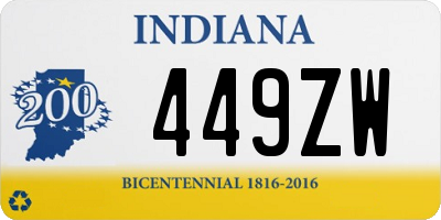 IN license plate 449ZW