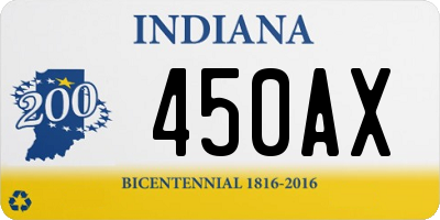 IN license plate 450AX