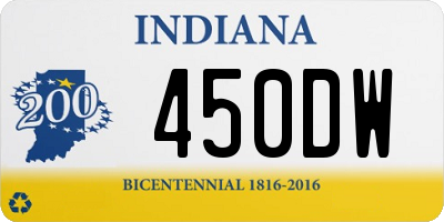 IN license plate 450DW