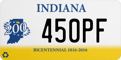 IN license plate 450PF