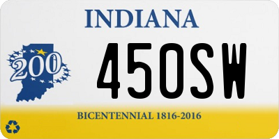 IN license plate 450SW