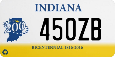 IN license plate 450ZB