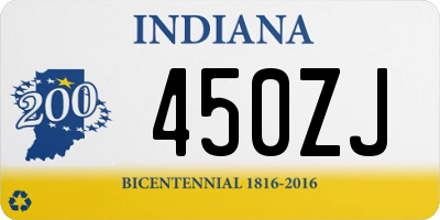 IN license plate 450ZJ