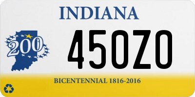 IN license plate 450ZO