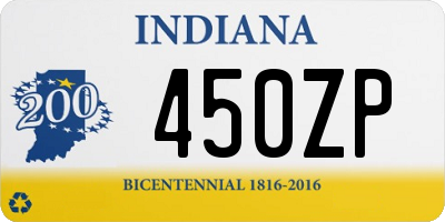 IN license plate 450ZP