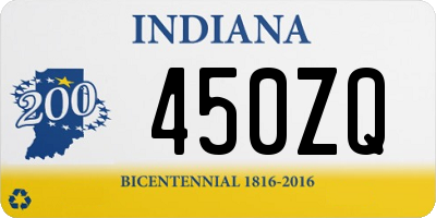 IN license plate 450ZQ