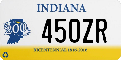 IN license plate 450ZR