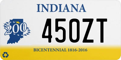 IN license plate 450ZT