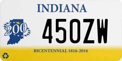 IN license plate 450ZW