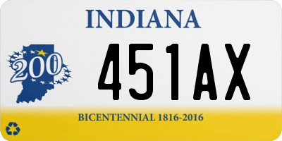 IN license plate 451AX