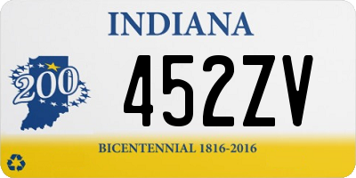 IN license plate 452ZV