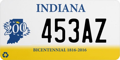 IN license plate 453AZ