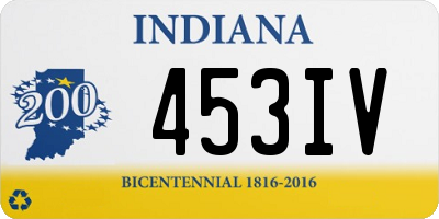 IN license plate 453IV