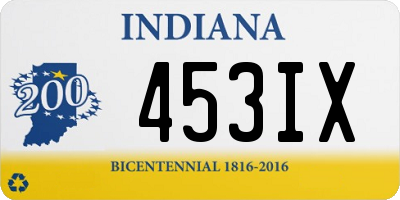 IN license plate 453IX