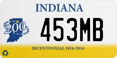 IN license plate 453MB