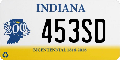 IN license plate 453SD