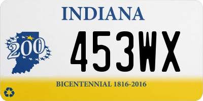 IN license plate 453WX