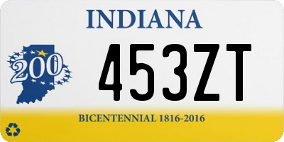 IN license plate 453ZT