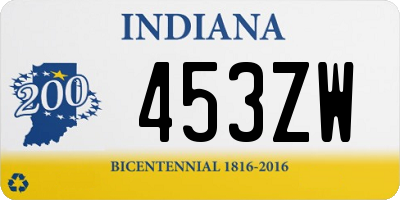 IN license plate 453ZW