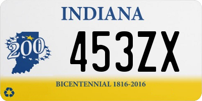 IN license plate 453ZX