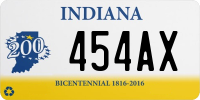 IN license plate 454AX