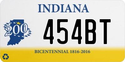 IN license plate 454BT