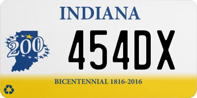 IN license plate 454DX