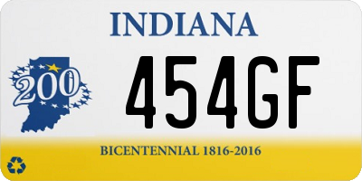 IN license plate 454GF