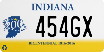 IN license plate 454GX